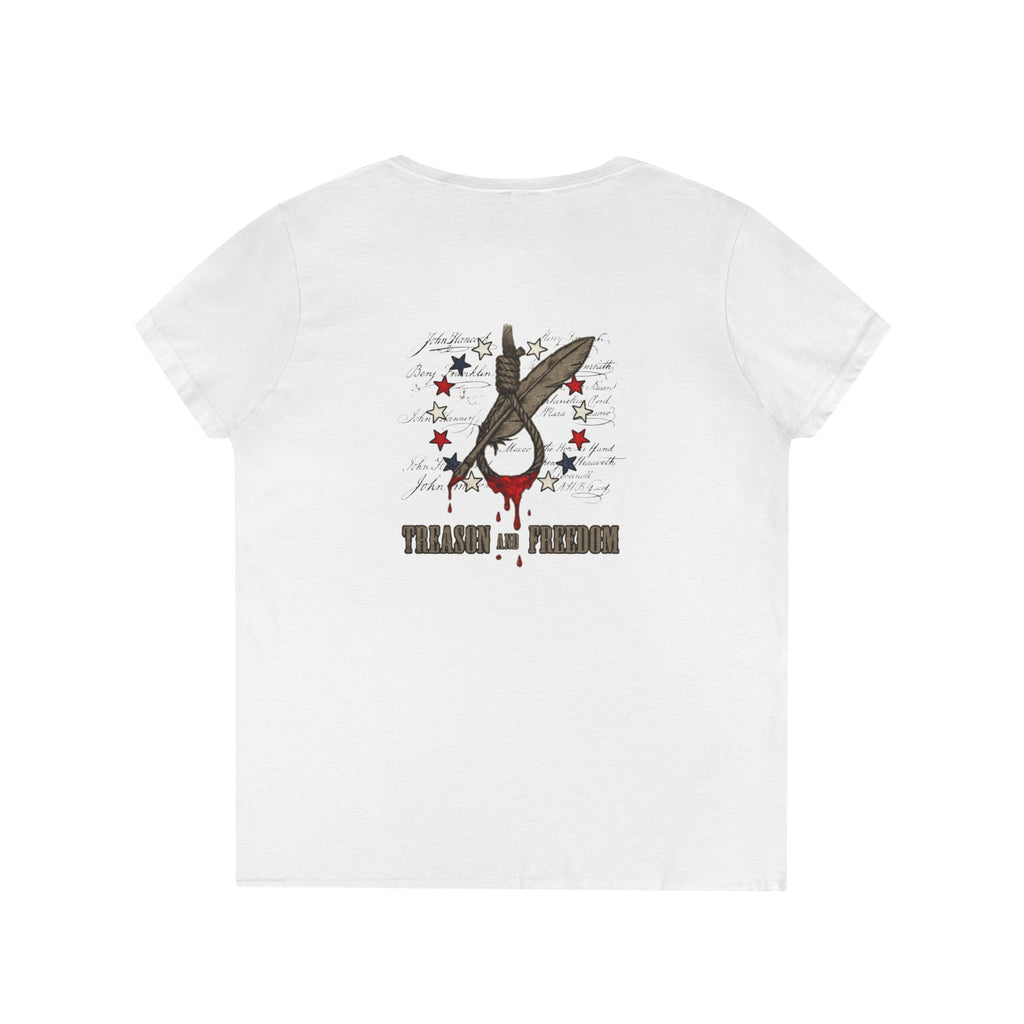 Treason and Freedom Shirt | 1776 American History Graphic Tee | Ladies V-Neck T-Shirt