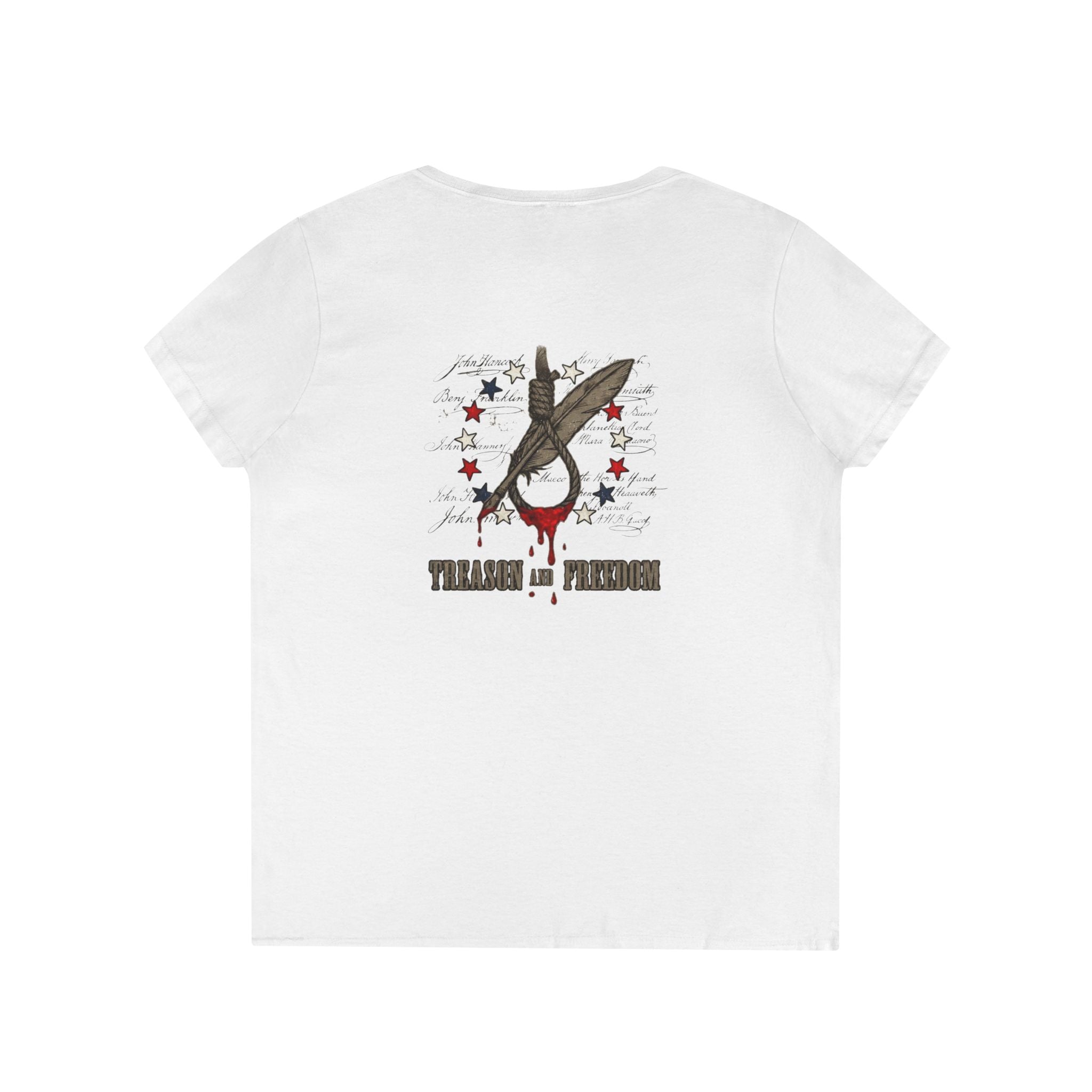 Treason and Freedom Shirt | 1776 American History Graphic Tee | Ladies V-Neck T-Shirt