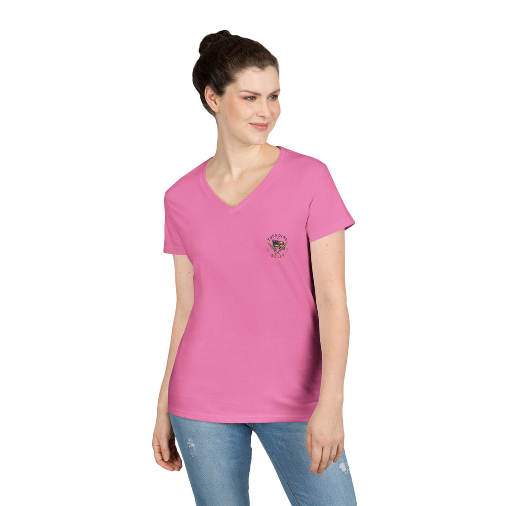 Betsy Ross Flag | 1776-2026, 1 Month to Create 250 Years to Endure | Ladies V-Neck T-Shirt