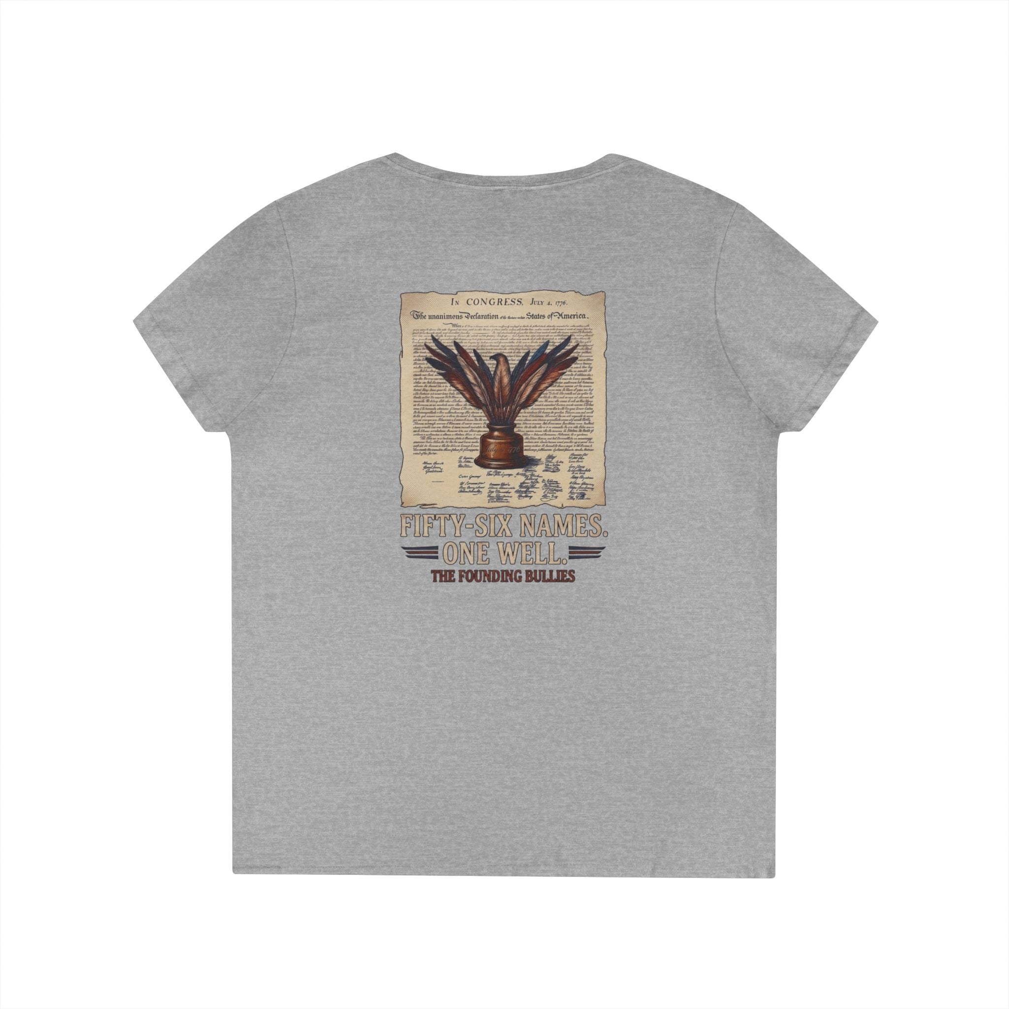 Fivty-Six Names. One Inkwell | Ladies V-Neck T-Shirt | 250th Anniversary | Limited Edition