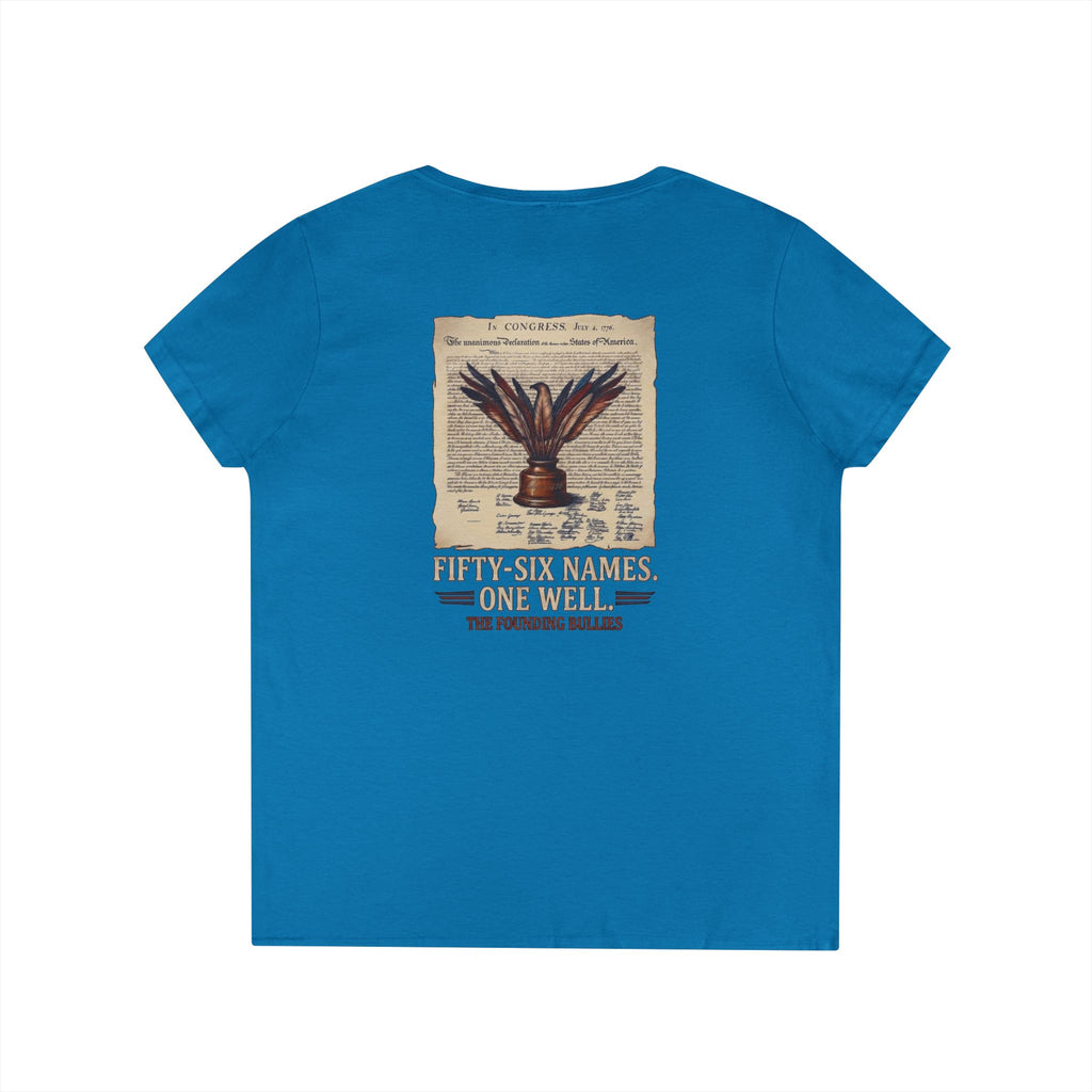 Fivty-Six Names. One Inkwell | Ladies V-Neck T-Shirt | 250th Anniversary | Limited Edition