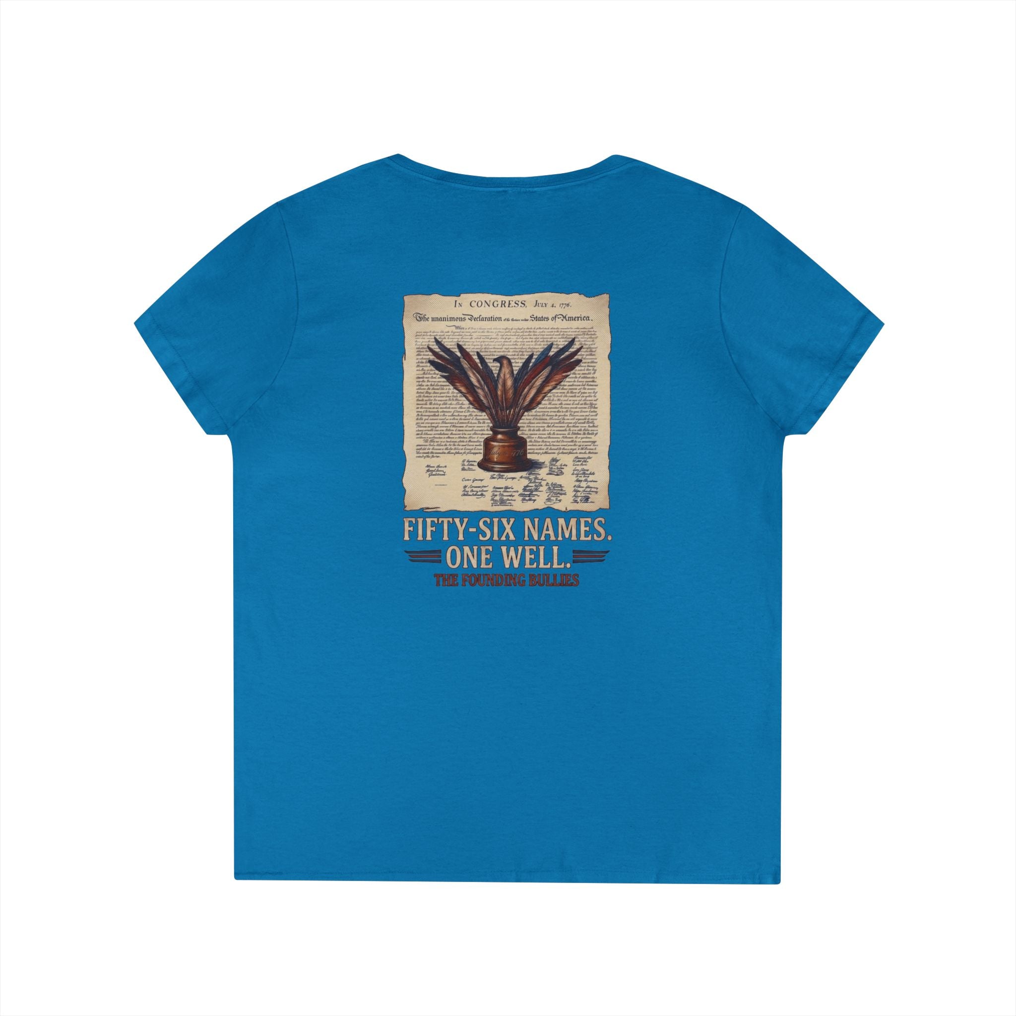 Fivty-Six Names. One Inkwell | Ladies V-Neck T-Shirt | 250th Anniversary | Limited Edition