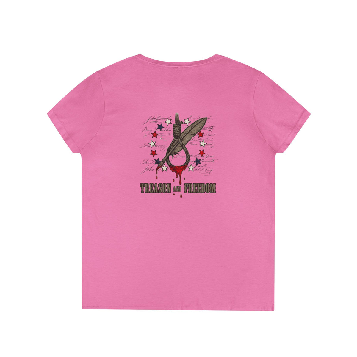 Treason and Freedom Shirt | 1776 American History Graphic Tee | Ladies V-Neck T-Shirt