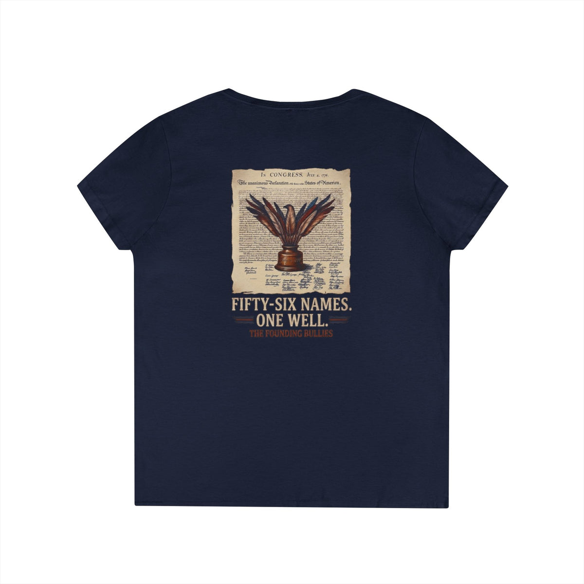 Fifty-Six Names. One Inkwell | Ladies V-Neck T-Shirt | 250th Anniversary | Limited Edition