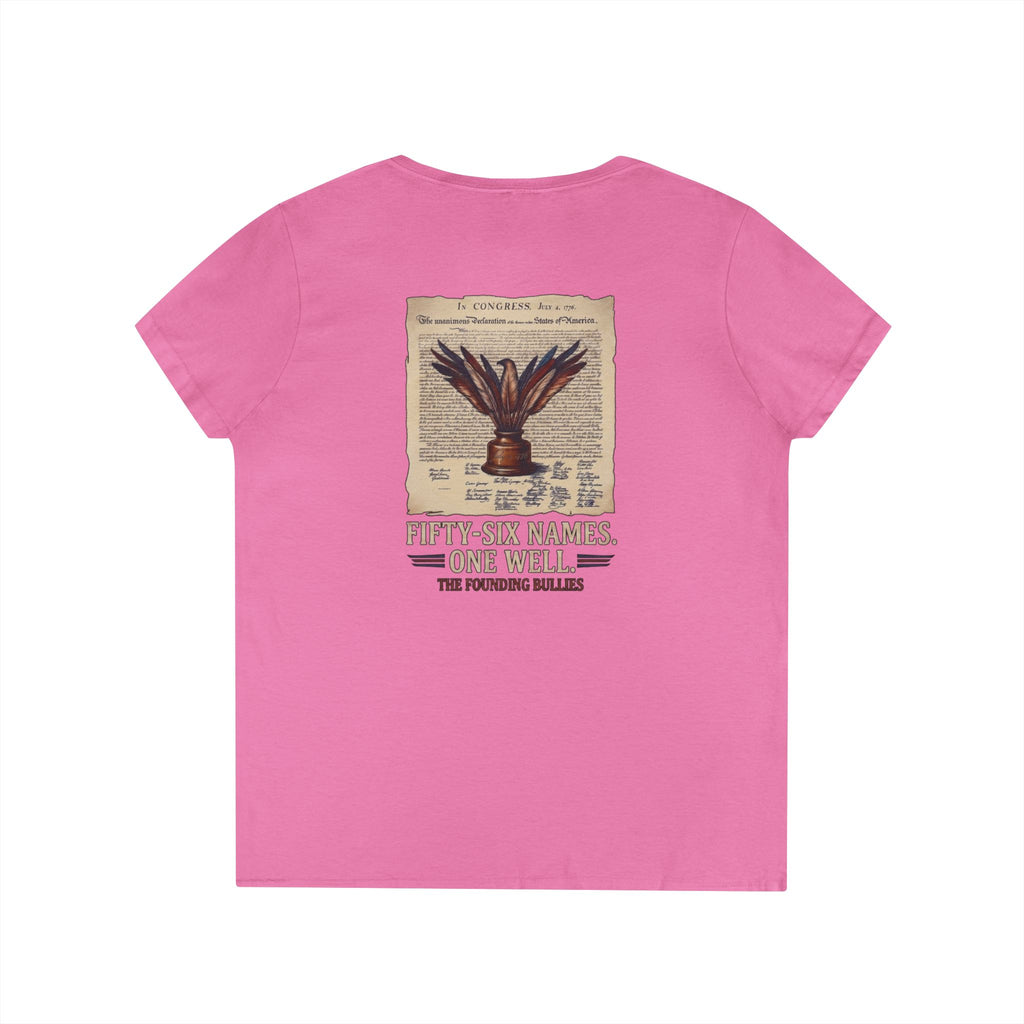 Fivty-Six Names. One Inkwell | Ladies V-Neck T-Shirt | 250th Anniversary | Limited Edition