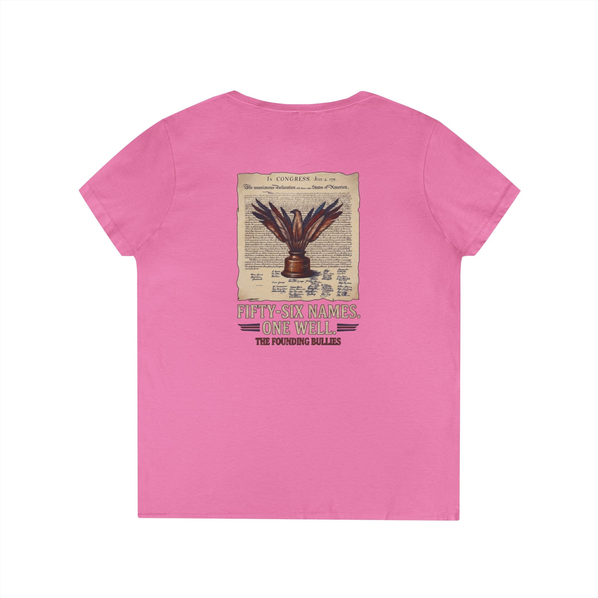 Fivty-Six Names. One Inkwell | Ladies V-Neck T-Shirt | 250th Anniversary | Limited Edition