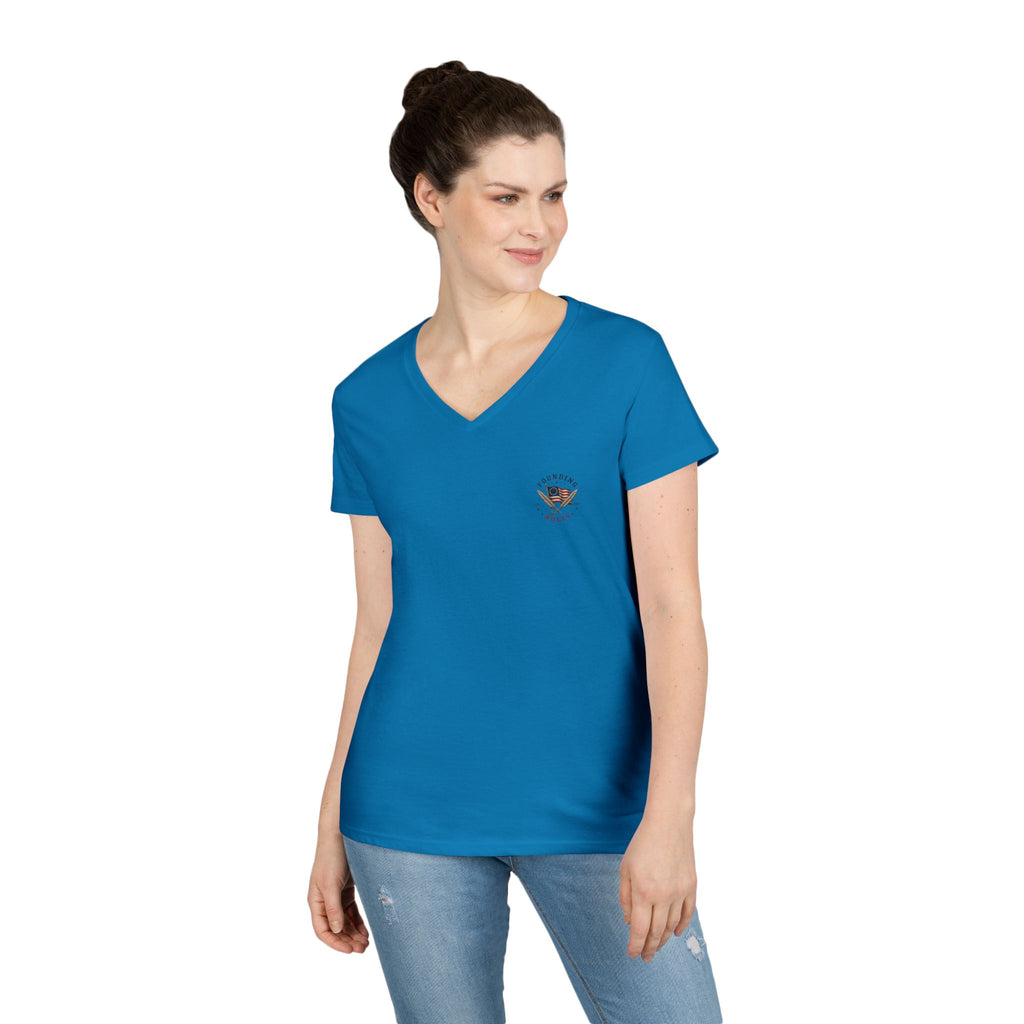 Fivty-Six Names. One Inkwell | Ladies V-Neck T-Shirt | 250th Anniversary | Limited Edition