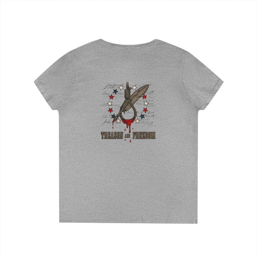 Treason and Freedom Shirt | 1776 American History Graphic Tee | Ladies V-Neck T-Shirt
