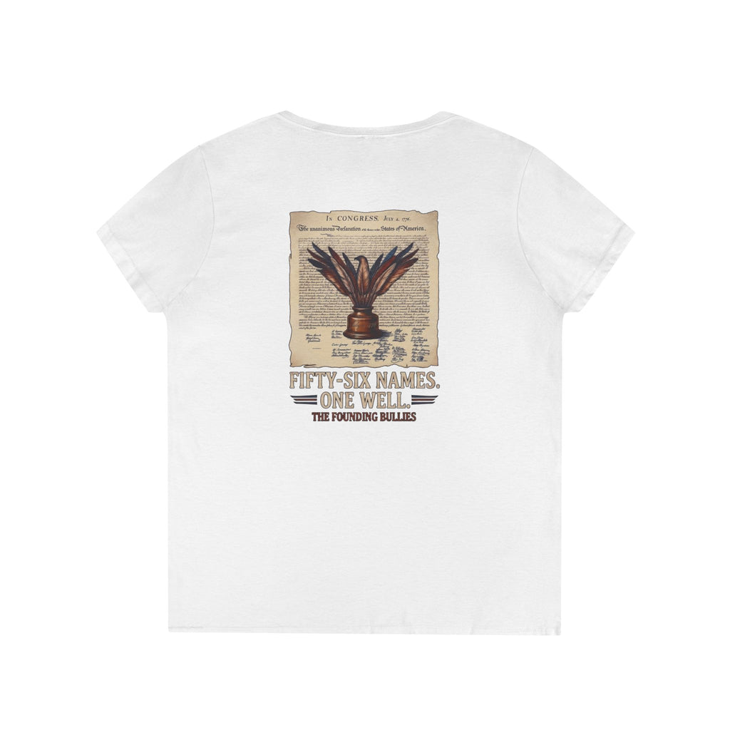 Fivty-Six Names. One Inkwell | Ladies V-Neck T-Shirt | 250th Anniversary | Limited Edition