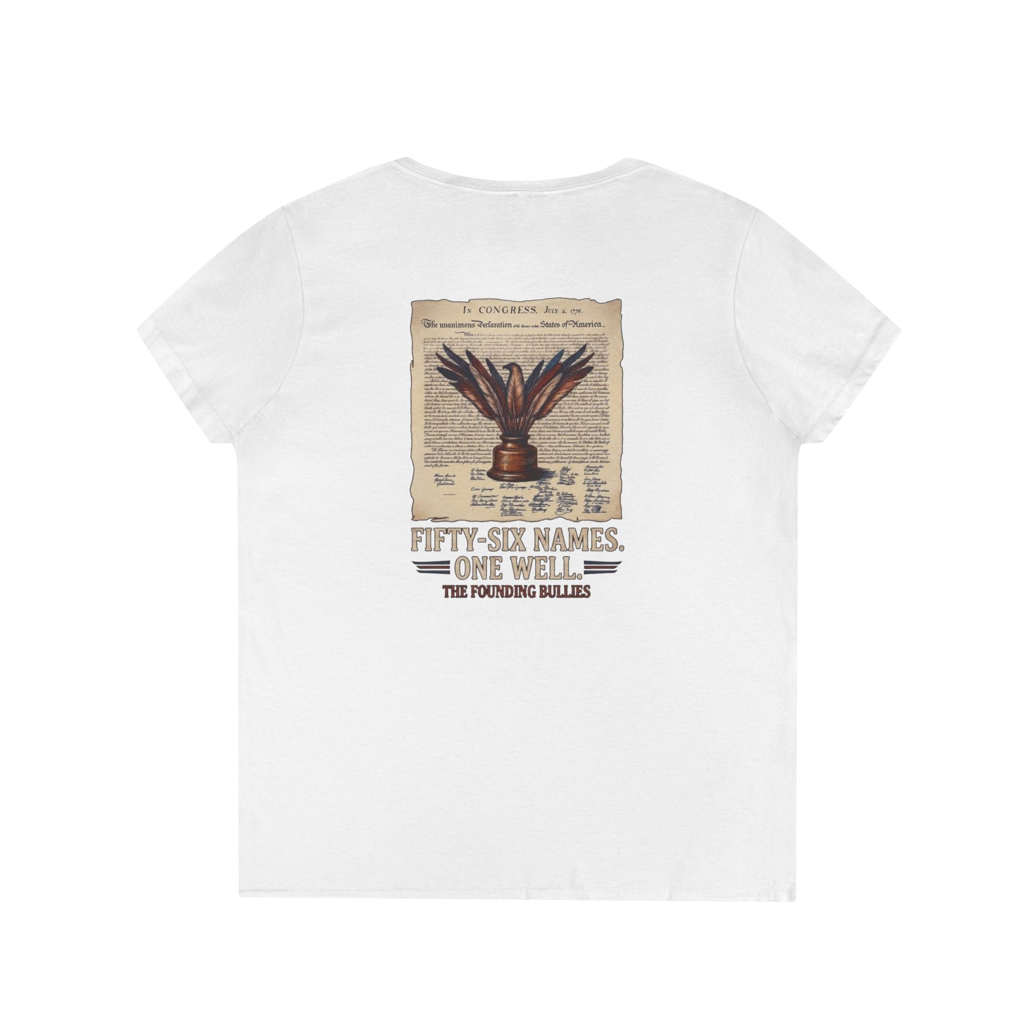 Fivty-Six Names. One Inkwell | Ladies V-Neck T-Shirt | 250th Anniversary | Limited Edition
