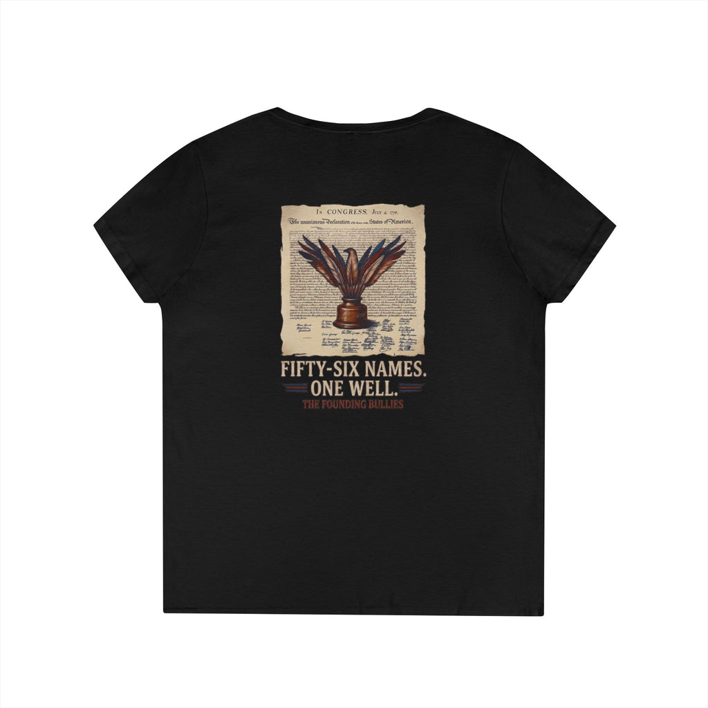 Fivty-Six Names. One Inkwell | Ladies V-Neck T-Shirt | 250th Anniversary | Limited Edition