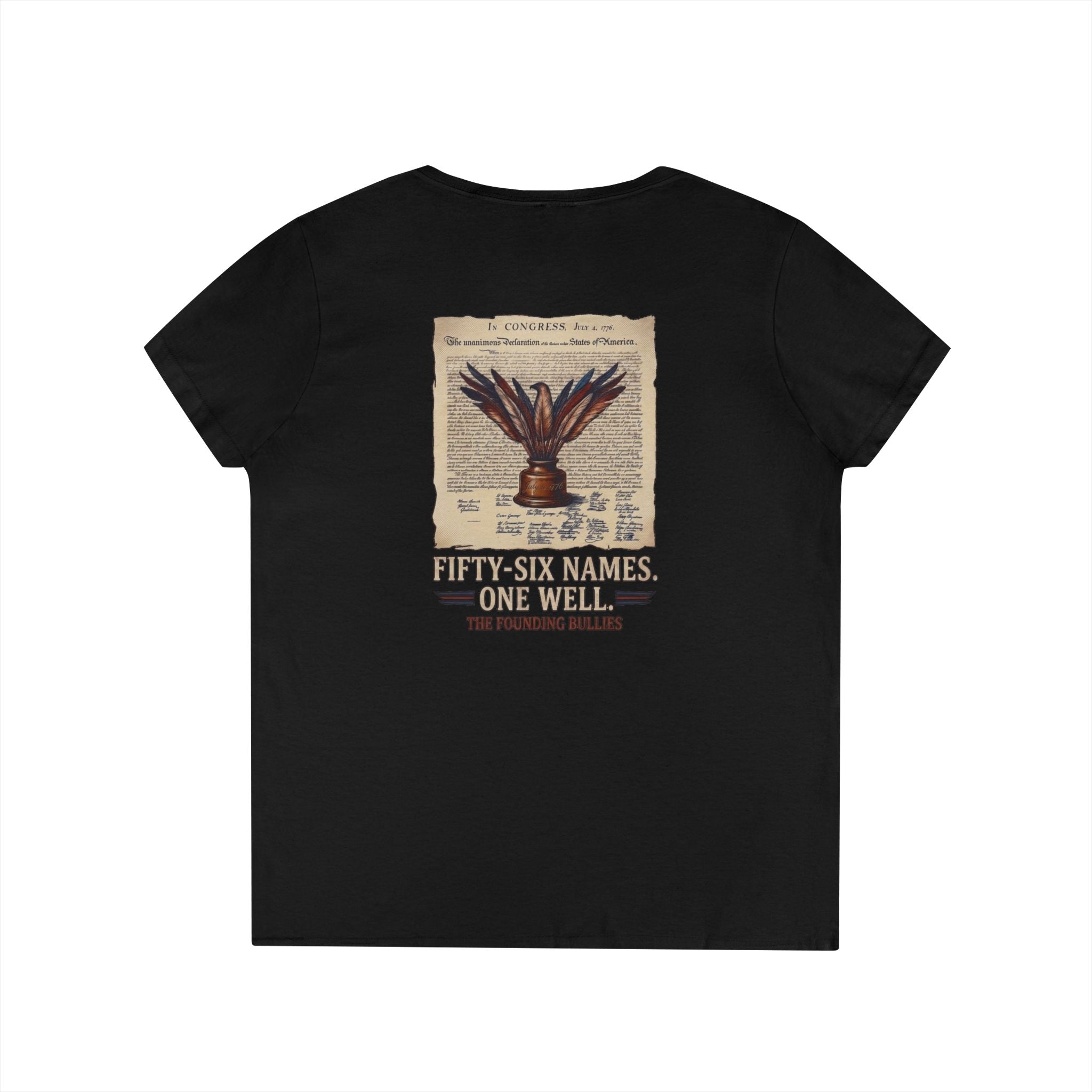 Fivty-Six Names. One Inkwell | Ladies V-Neck T-Shirt | 250th Anniversary | Limited Edition